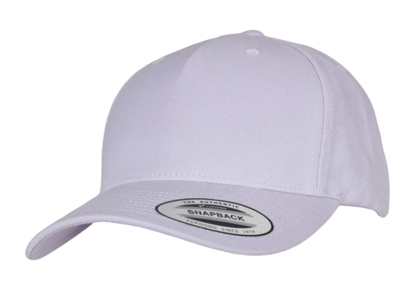 Yupoong Light Purple 5 Panel Premium Snapback with Curved Visor