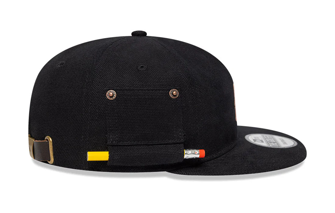 60595142_GOLFER_NEWERA_BLK_RSIDE Golfer Snapback New Era Flag embroidered on left Pencil Holder on right, pencil included Unstructured Crown Strapback Flat Visor 100% COTTON Product ID: 60595142