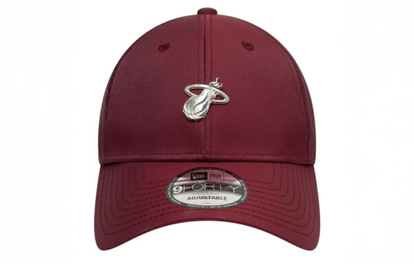 Miami Heat pin on the front New Era Flag embroidered on left Structured crown Strapback Curved visor Nylon and Polyester