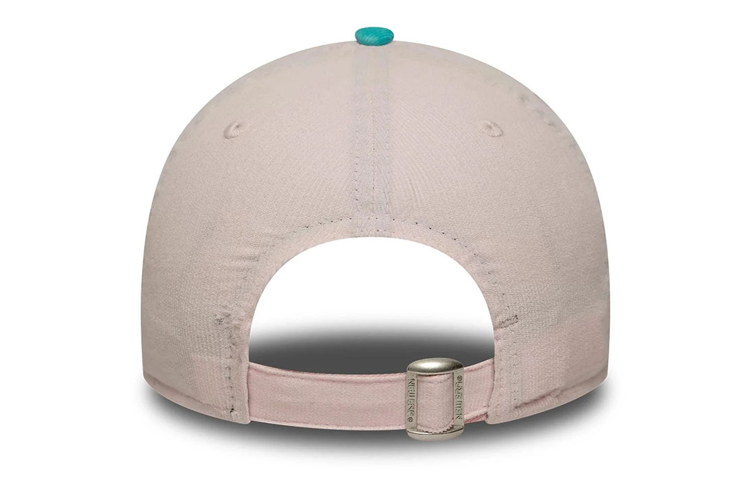 60759051_3 back Youth MLB Cord LA Dodgers Pastel Pink 9FORTY Cap LA Dodgers logo on front New Era Flag embroidered on left Structured crown Strapback Curved cord turquoise visor Turquoise undervisor Made with micro cord fabric 100% COTTON Product ID: 60759051